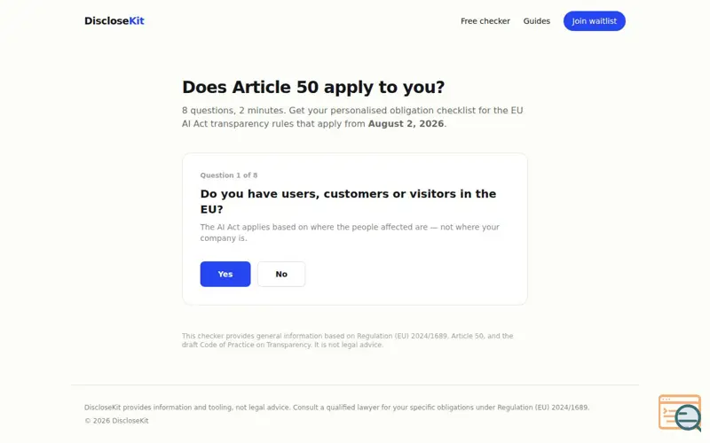 Screenshot of DiscloseKit Checker