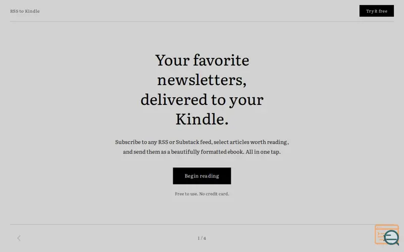 Screenshot of Rsstokindle