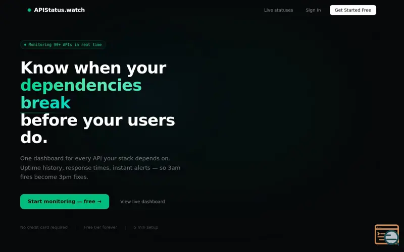 Screenshot of APIStatus.watch