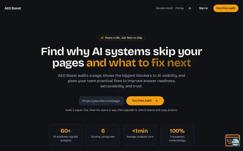 Screenshot of AEO Boost