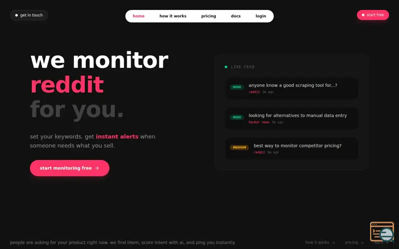 Screenshot of 0dayleads | AI-Powered Monitoring Platform