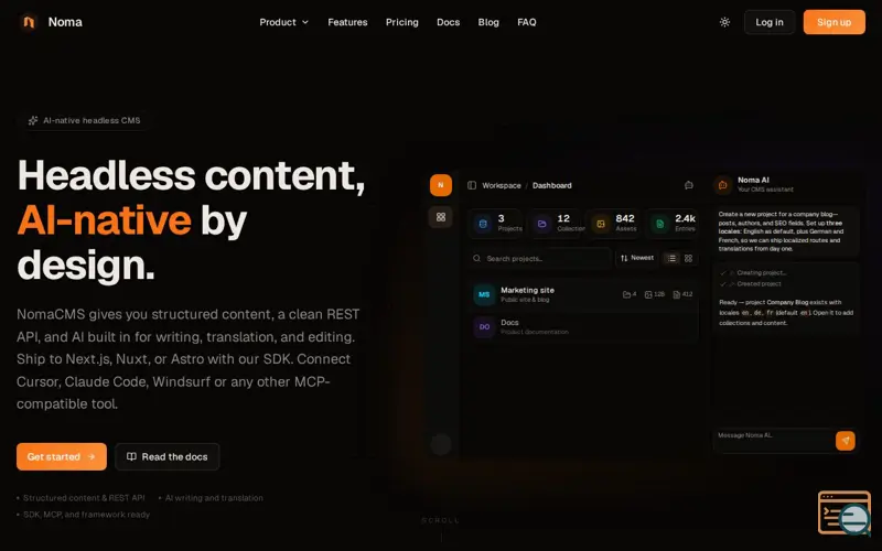 Screenshot of NomaCMS