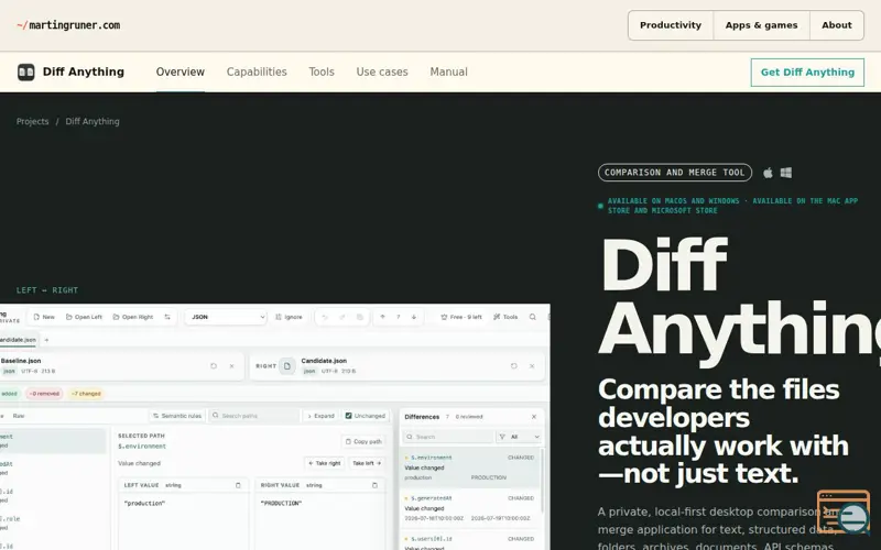 Screenshot of Diff Anything