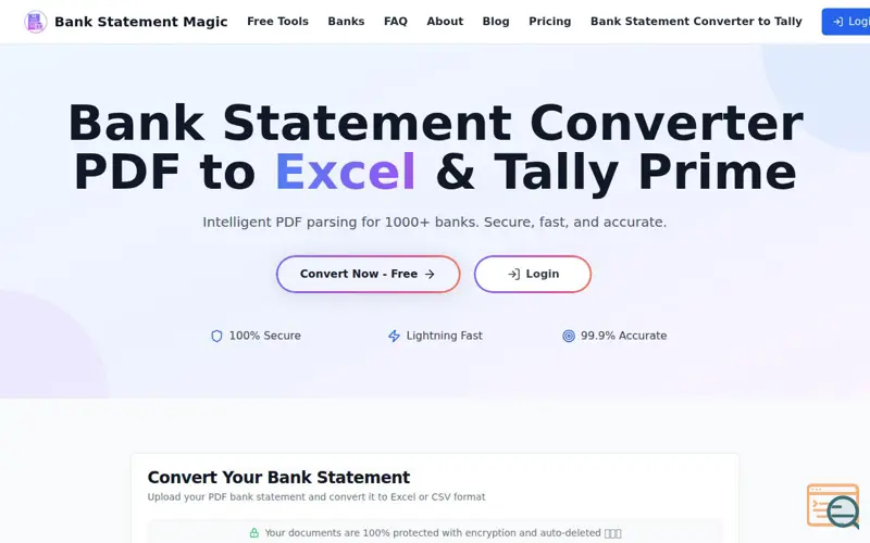 Screenshot of Bank Statement Magic