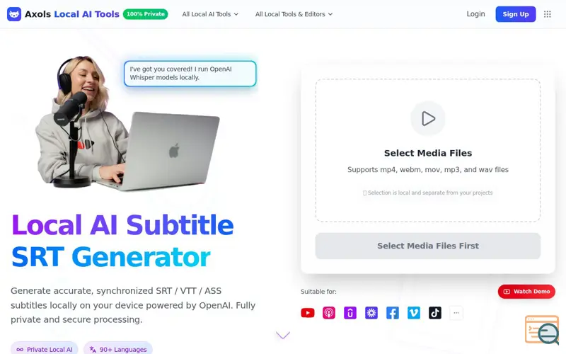 Screenshot of Local AI SRT Subtitle Generator