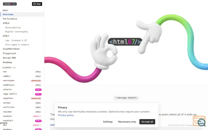 Screenshot of html67 - Next Gen AI Markup Language