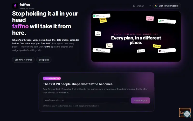 Screenshot of faffno