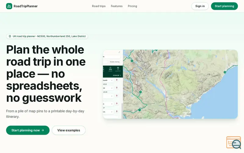 Screenshot of RoadTripPlanner