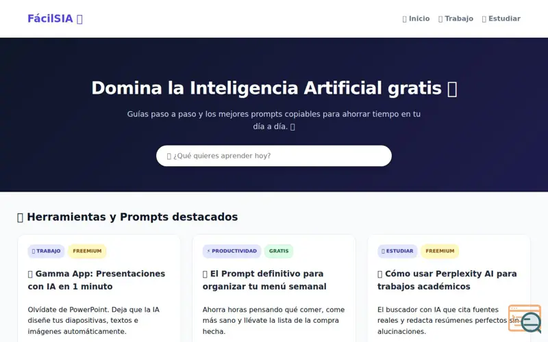 Screenshot of FácilSIA