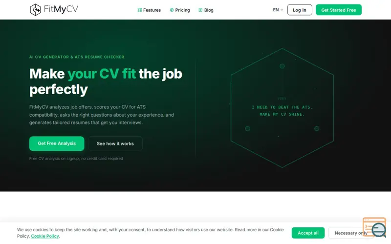 Screenshot of FitMyCV