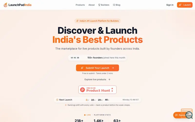 Screenshot of LaunchPad India