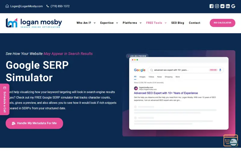 Screenshot of Google SERP Simulator