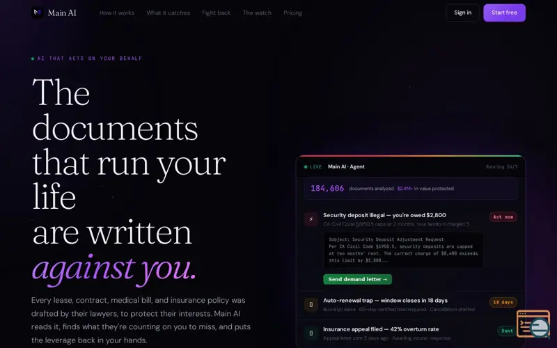 Screenshot of MAIN AI