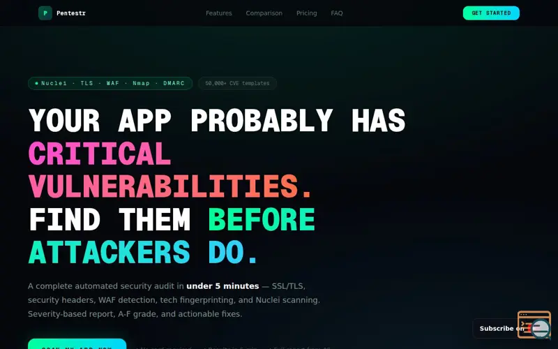 Screenshot of Pentestr — Automated Web Security Audit