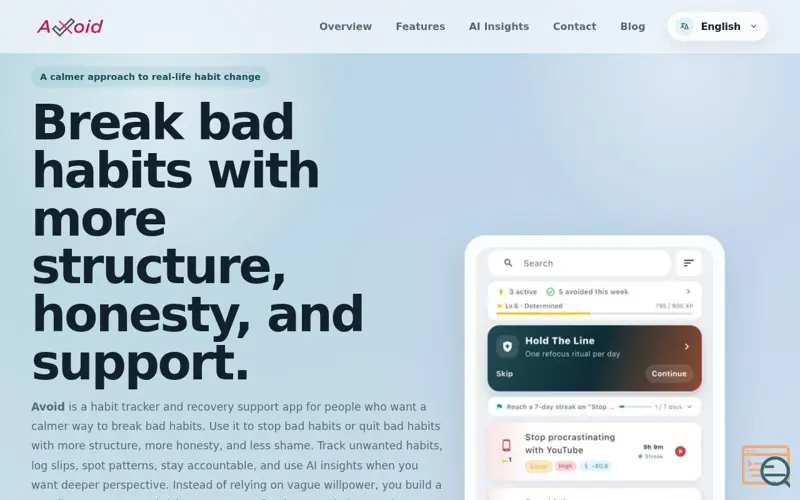 Screenshot of Avoid : Break Bad Habits