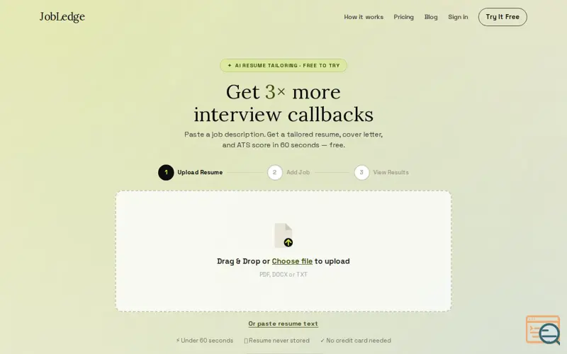 Screenshot of JobLedge