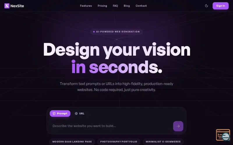 Screenshot of NexSite