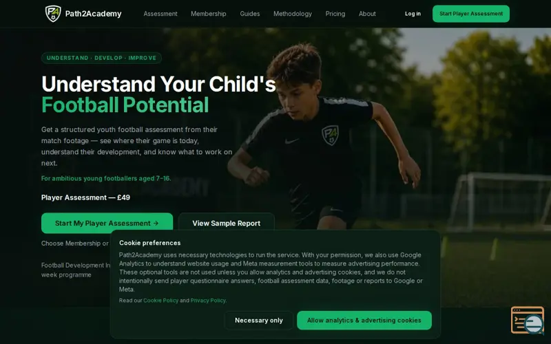 Screenshot of Path2Academy — Youth Football Assessment & Player Development