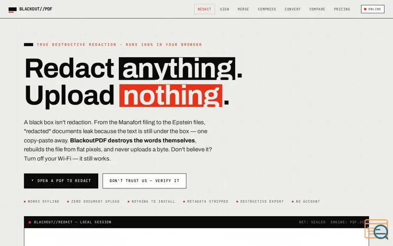 Screenshot of BlackoutPDF