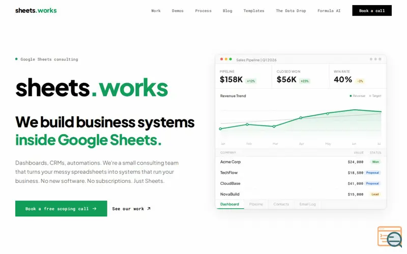 Screenshot of sheets.works