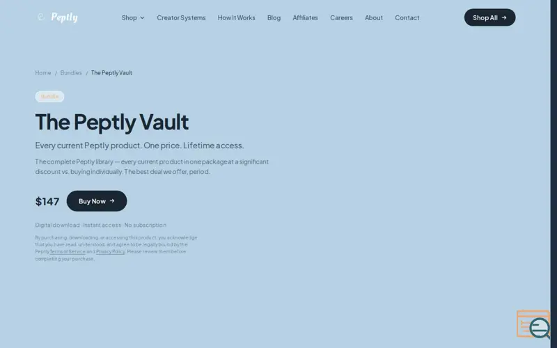 Screenshot of Aesthetic Systems for Creators | Peptly