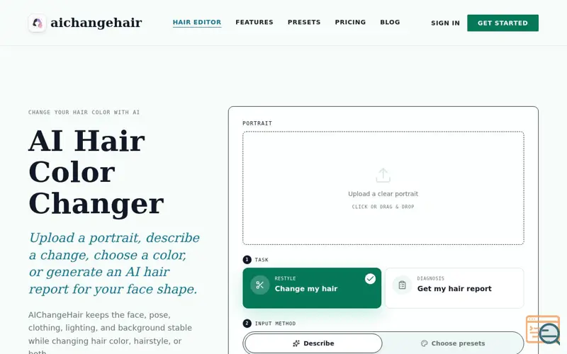 Screenshot of AIChangeHair