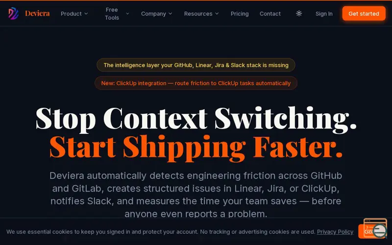 Screenshot of Deviera , a launch using ClickUp