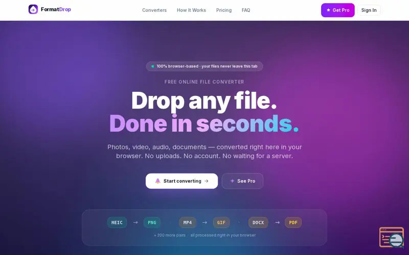 Screenshot of FormatDrop, a launch using Forward Email