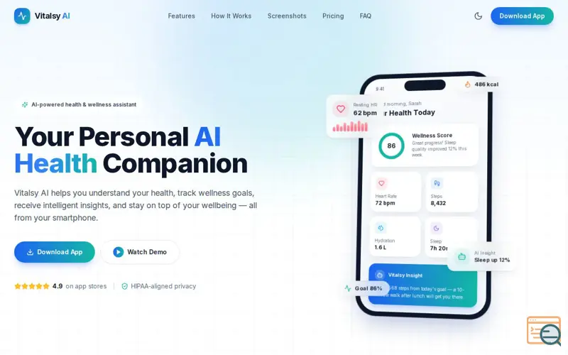 Screenshot of Vitalsy AI