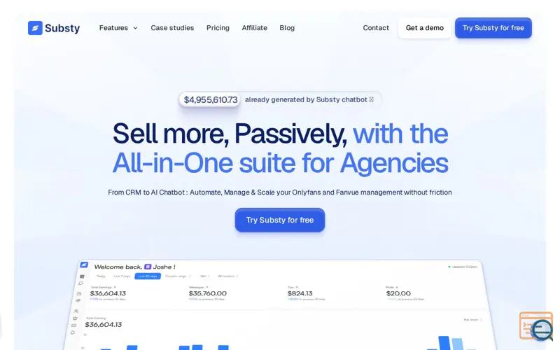 Screenshot of Substy AI, a launch using Gleap