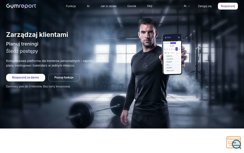 Screenshot of Gym Report, a launch using AZ.pl