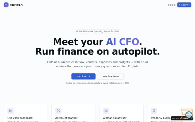Screenshot of Fin Pilot AI CFO
