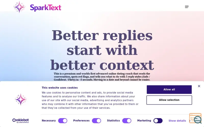 Screenshot of SparkText App