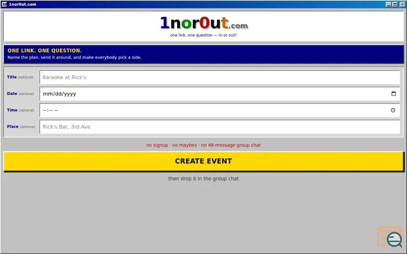 Screenshot of In or out?