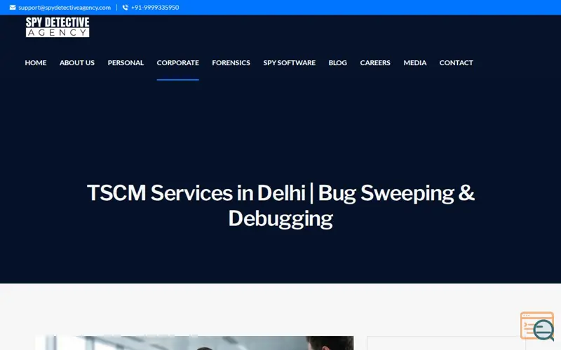 Screenshot of Professional TSCM Services in Delhi NCR