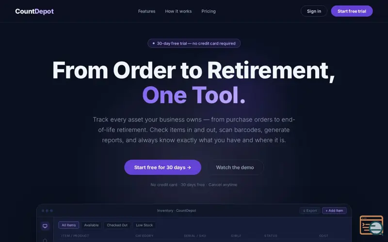 Screenshot of CountDepot