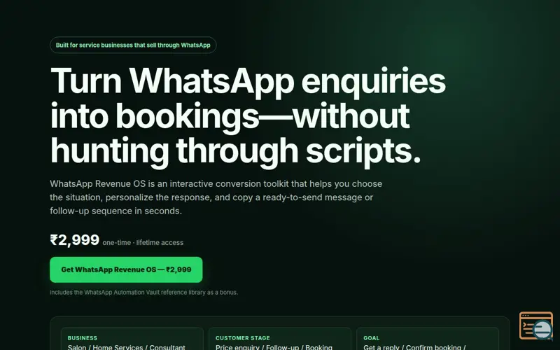 Screenshot of WhatsApp Revenue OS