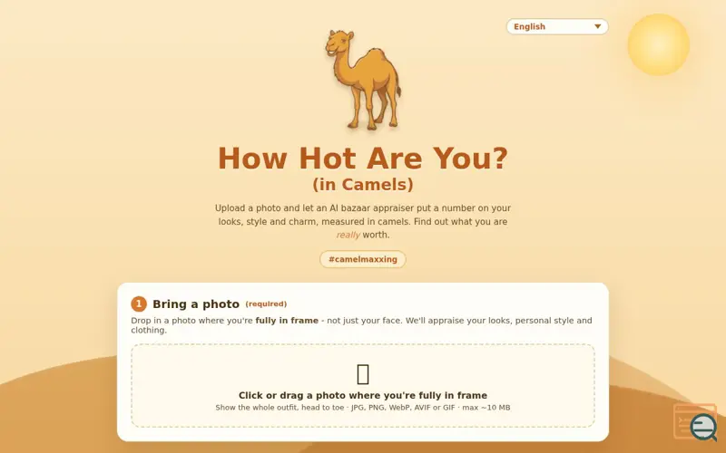Screenshot of The Camel Calculator - AI Look Rater