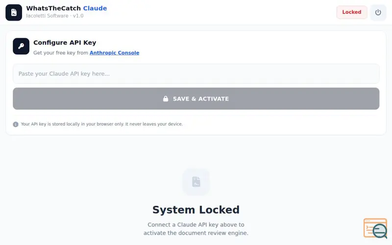 Screenshot of WhatsTheCatch Claude