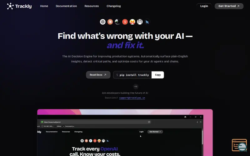 Screenshot of Trackly