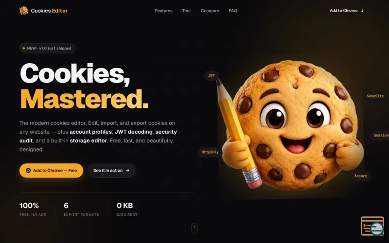 Screenshot of Cookies Editor