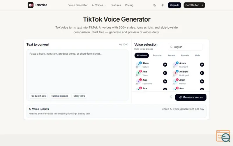Screenshot of TikTok Voice Generator