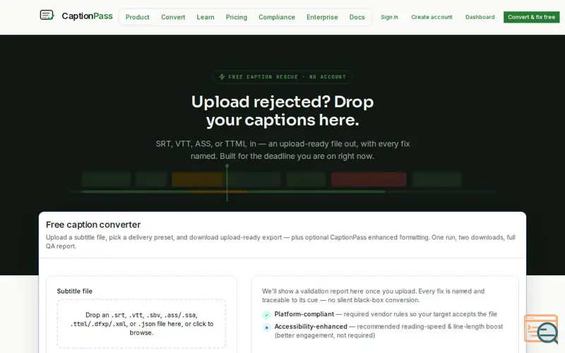 Screenshot of CaptionPass