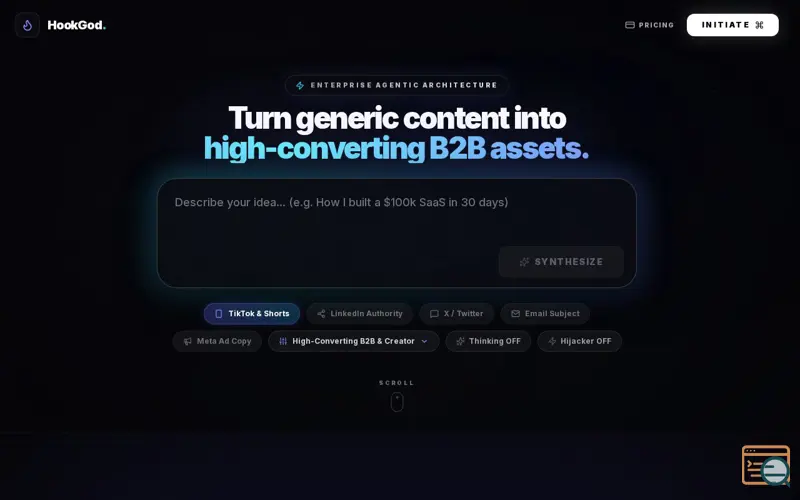 Screenshot of HookGod