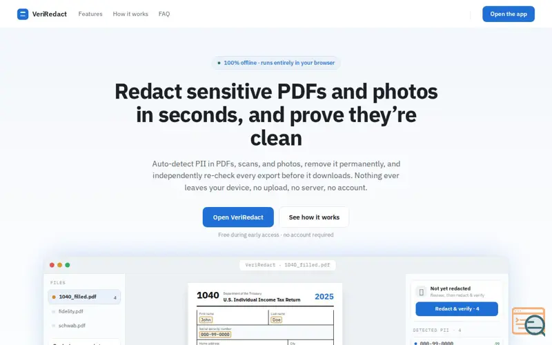 Screenshot of VeriRedact