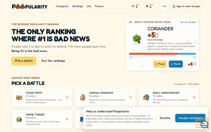 Screenshot of Poopularity