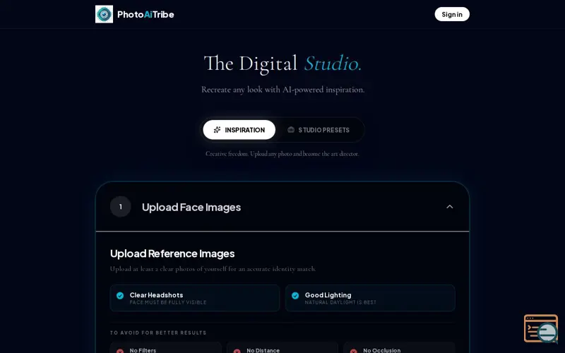 Screenshot of PhotoAiTribe