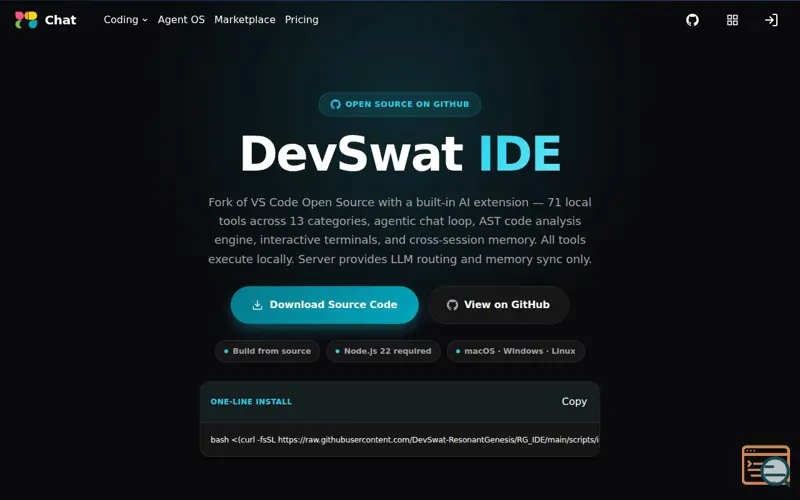 Screenshot of DevSwat IDE , a launch using Vite