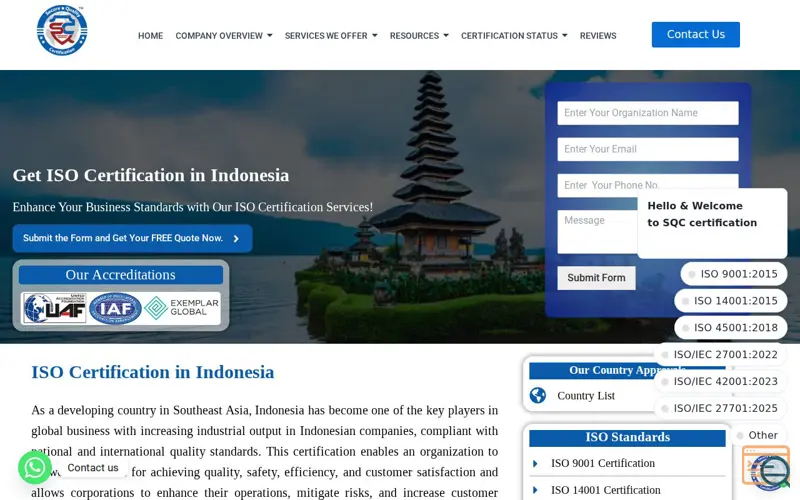 Screenshot of ISO Certification in Indonesia, a launch using Google Fonts