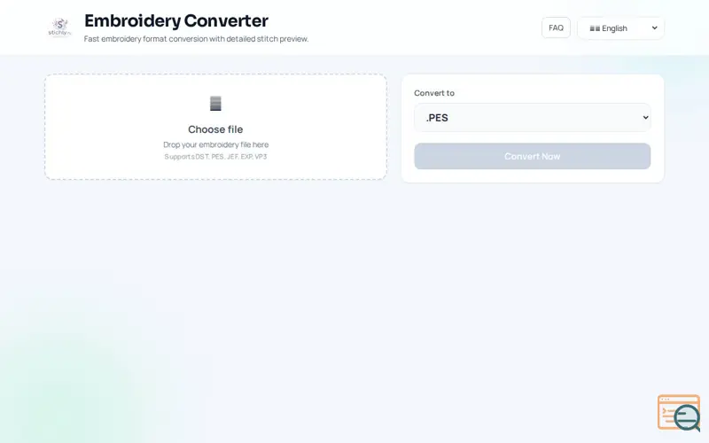 Screenshot of Embroidery Converter, a launch using Bing Webmaster